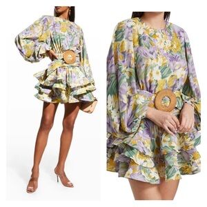 Bronx and Banco Floral Mini Dress in Purple and Yellow
